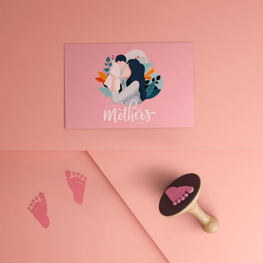 Free Top View Mother'S Day Card With Mock-Up Concept Psd