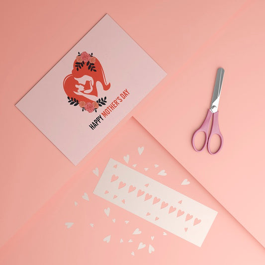 Free Top View Mother'S Day Card With Mock-Up Psd