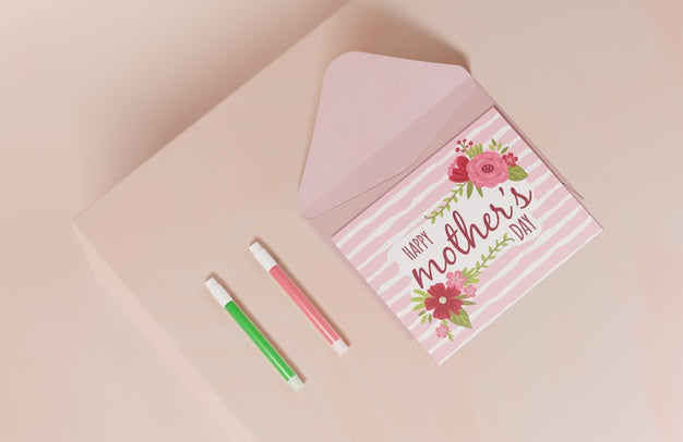 Free Top View Mothers Day Greeting Card Psd