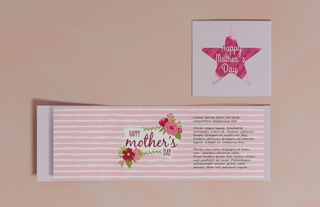 Free Top View Mothers Day Greeting Card Psd