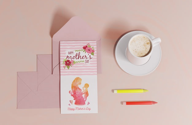 Free Top View Mothers Day Greeting Card Psd