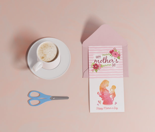 Free Top View Mothers Day Greeting Card Psd