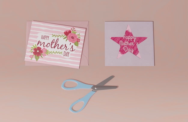 Free Top View Mothers Day Greeting Card Psd