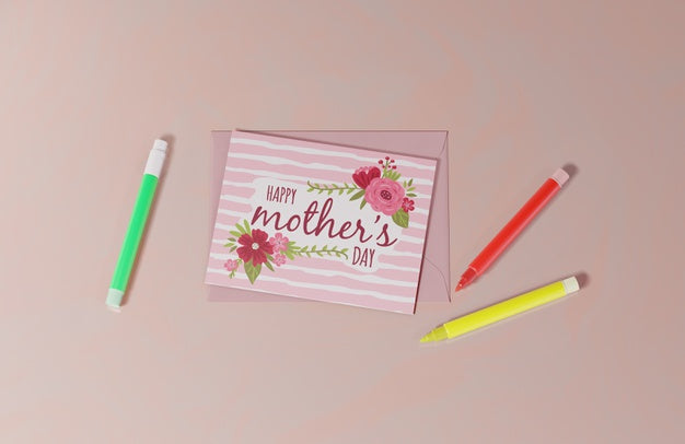 Free Top View Mothers Day Greeting Card Psd