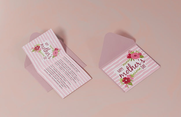 Free Top View Mothers Day Greeting Card Psd