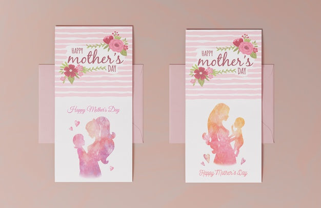 Free Top View Mothers Day Greeting Card Psd