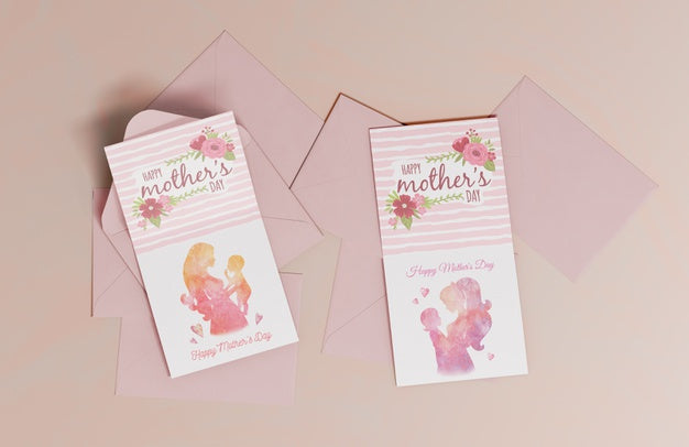 Free Top View Mothers Day Greeting Card Psd