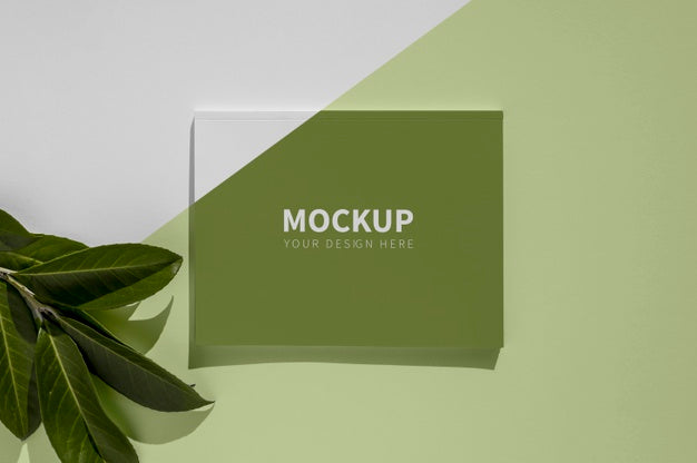 Free Top View Nature Magazine Cover Mock-Up With Leaves Assortment Psd