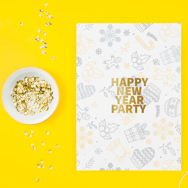 Free Top View New Year Card Mock-Up Psd