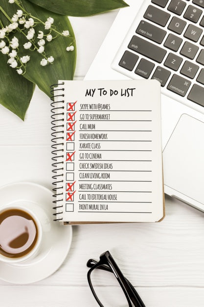 Free Top View Notebook With To Do List Concept Psd