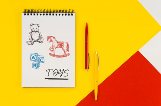 Free Top View Notepad Mock-Up On Colorful Background Psd