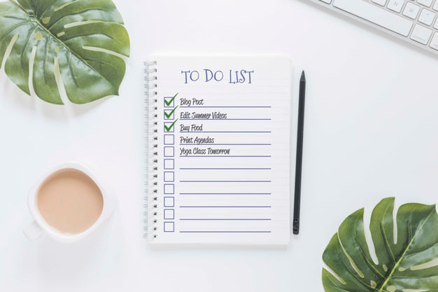 Free Top View Notepad With To Do List Psd