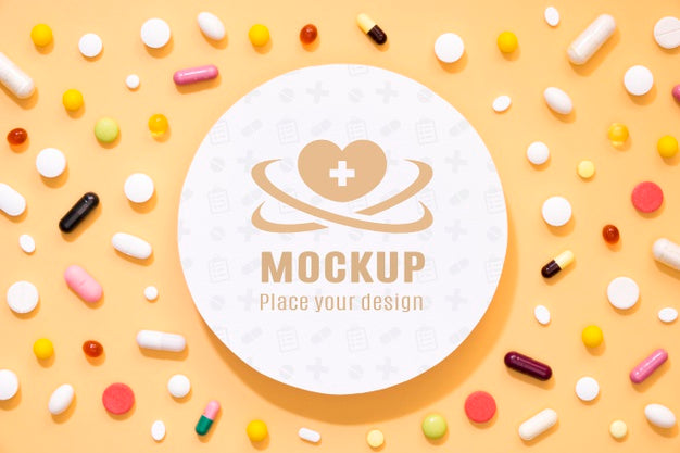 Free Top View Of Assortment Of Pills And Medicine Psd