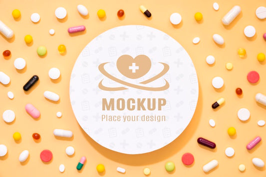 Free Top View Of Assortment Of Pills And Medicine Psd