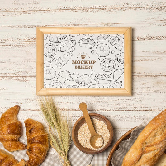 Free Top View Of Bakery Concept Mock-Up Psd