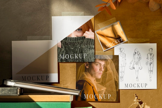 Free Top View Of Beautiful Autumn Moodboard Mock-Up Psd