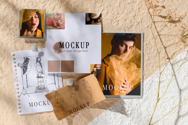 Free Top View Of Beautiful Autumn Moodboard Mock-Up Psd