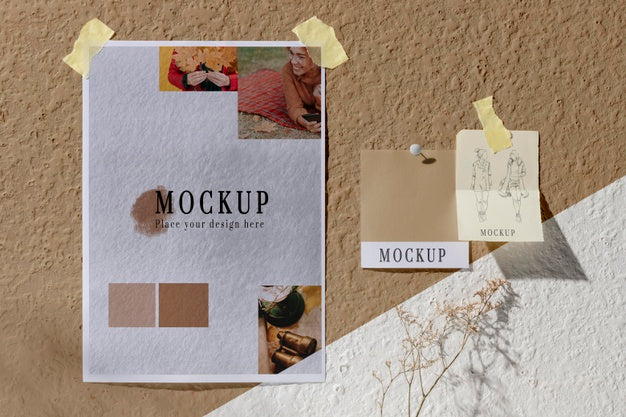 Free Top View Of Beautiful Autumn Moodboard Mock-Up Psd