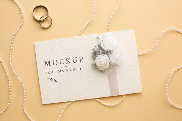 Free Top View Of Beautiful Wedding Concept Mock-Up Psd