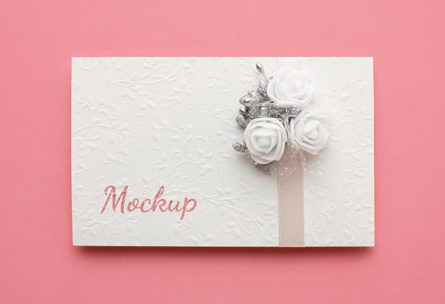 Free Top View Of Beautiful Wedding Concept Mock-Up Psd