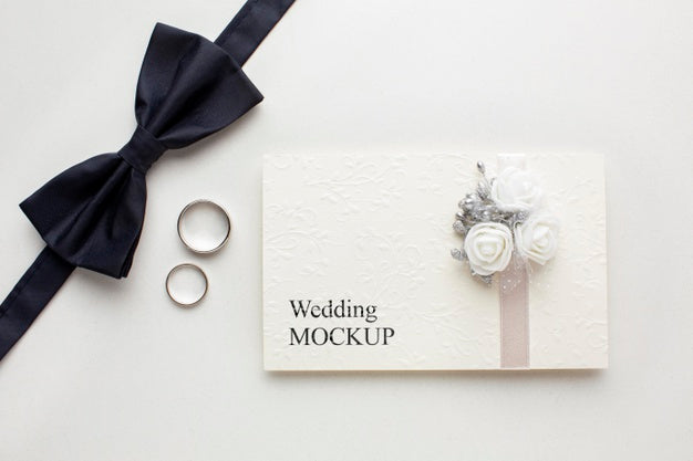 Free Top View Of Beautiful Wedding Concept Mock-Up Psd