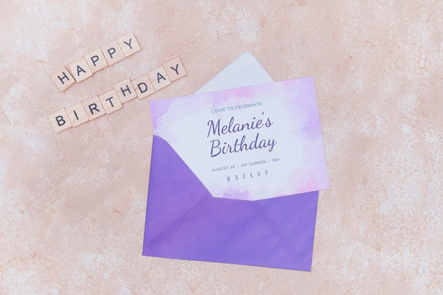 Free Top View Of Birthday Card Envelope Psd