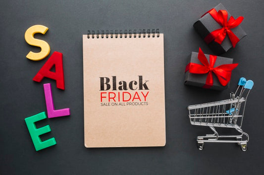 Free Top View Of Black Friday Concept Mock-Up Psd