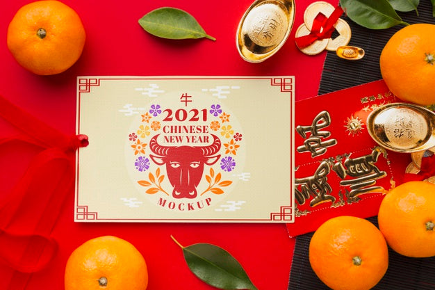 Free Top View Of Chinese New Year Mock-Up Psd