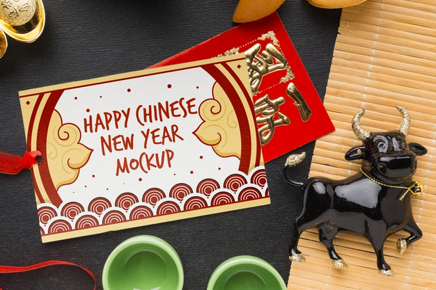 Free Top View Of Chinese New Year Mock-Up Psd