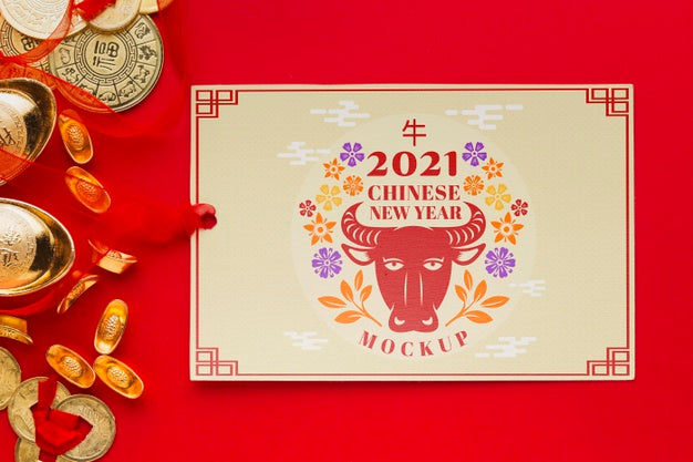 Free Top View Of Chinese New Year Mock-Up Psd