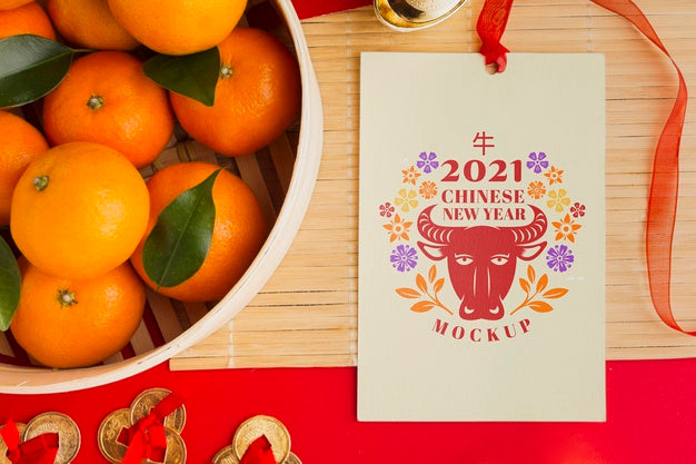 Free Top View Of Chinese New Year Mock-Up Psd