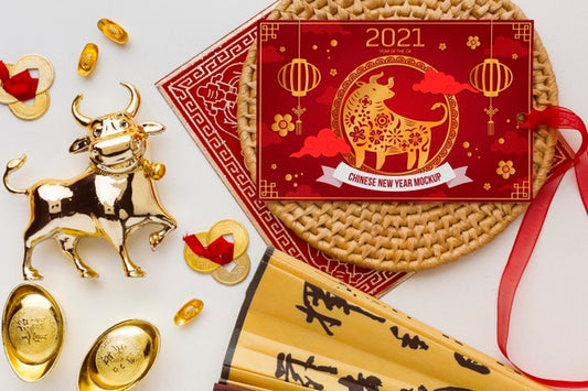 Free Top View Of Chinese New Year Mock-Up Psd