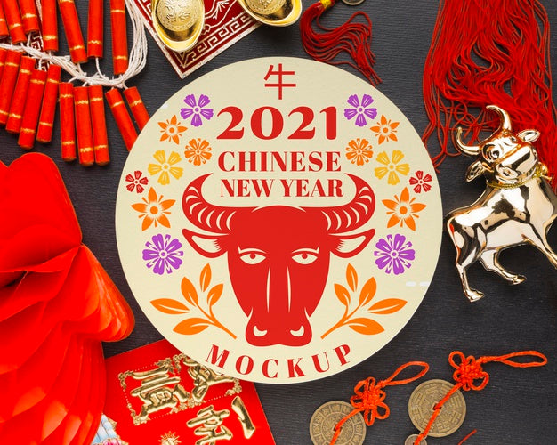 Free Top View Of Chinese New Year Mock-Up Psd