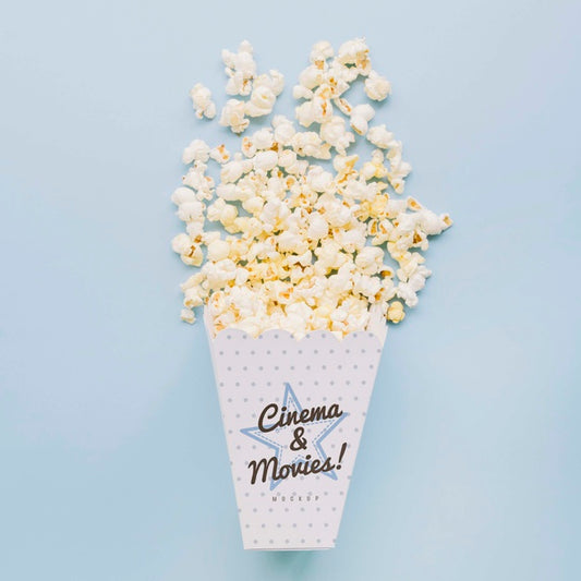 Free Top View Of Cinema Popcorn In Cup Psd