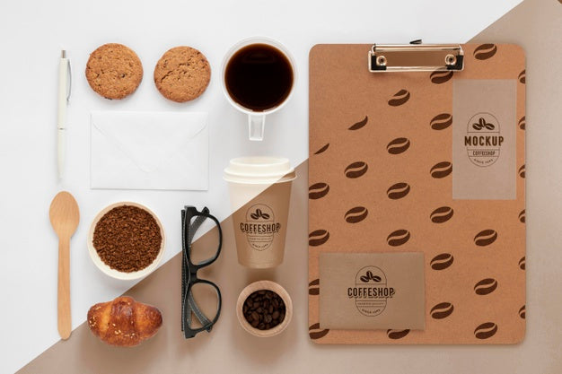 Free Top View Of Coffee Concept Mock-Up Psd