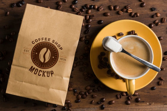 Free Top View Of Coffee Concept Mock-Up Psd