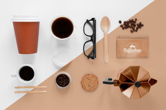 Free Top View Of Coffee Concept Mock-Up Psd