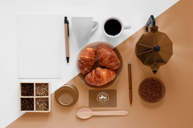 Free Top View Of Coffee Concept Mock-Up Psd