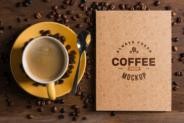 Free Top View Of Coffee Concept Mock-Up Psd