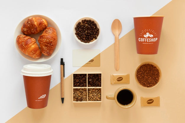 Free Top View Of Coffee Concept Mock-Up Psd