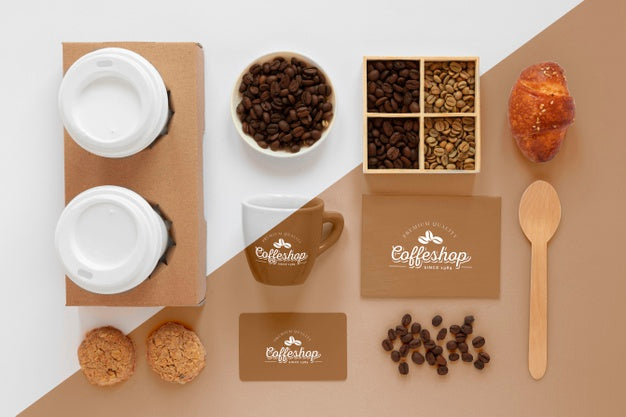 Free Top View Of Coffee Concept Mock-Up Psd