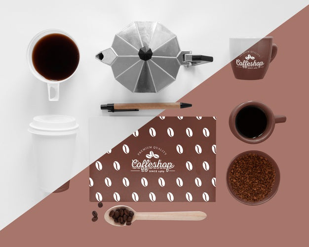 Free Top View Of Coffee Concept Mock-Up Psd