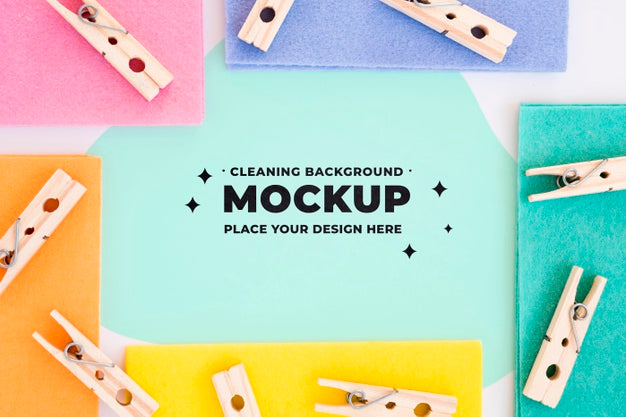 Free Top View Of Colorful Clothing Pins Psd