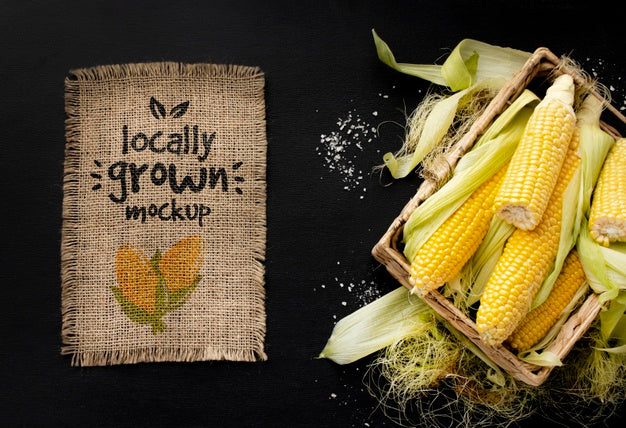 Free Top View Of Crate Of Corn Psd