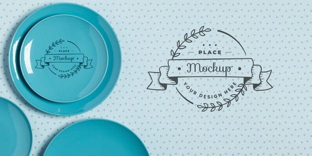 Free Top View Of Crockery Concept Mock-Up Psd