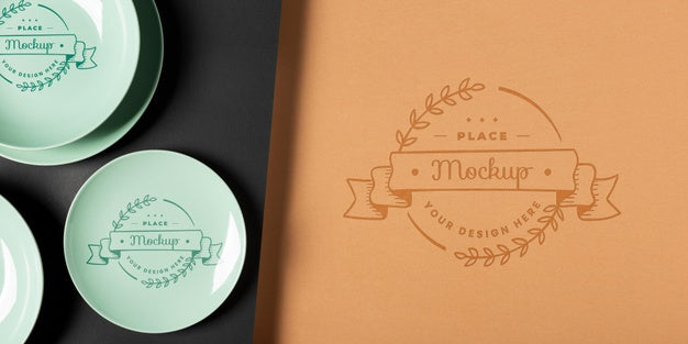 Free Top View Of Crockery Concept Mock-Up Psd