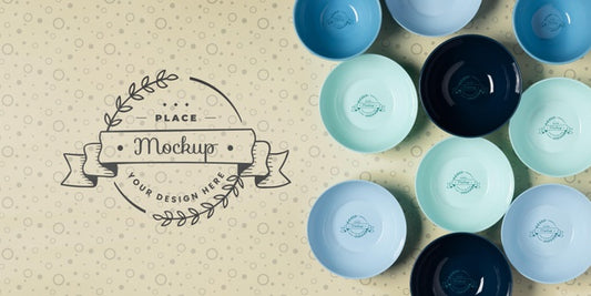 Free Top View Of Crockery Concept Mock-Up Psd