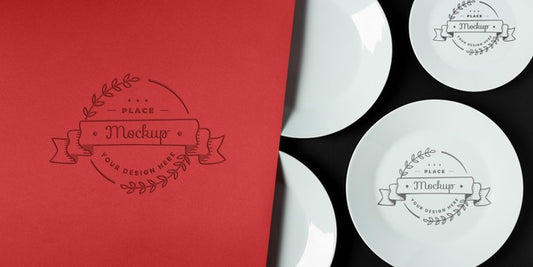 Free Top View Of Crockery Concept Mock-Up Psd