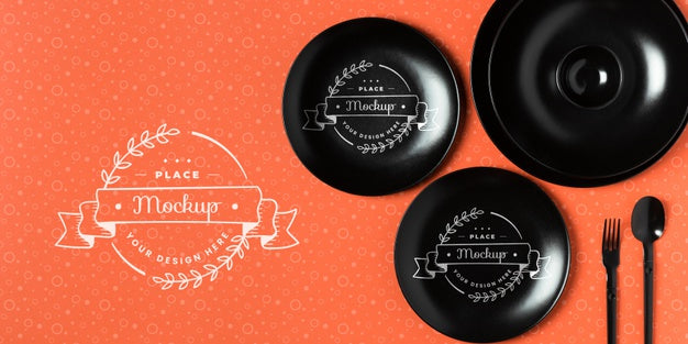 Free Top View Of Crockery Concept Mock-Up Psd