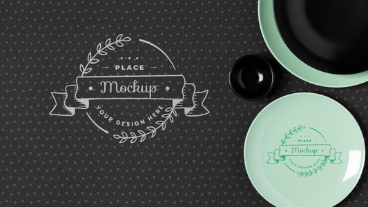 Free Top View Of Crockery Concept Mock-Up Psd